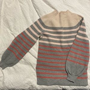 LOFT Balloon Sleeve Striped Tunic Sweater